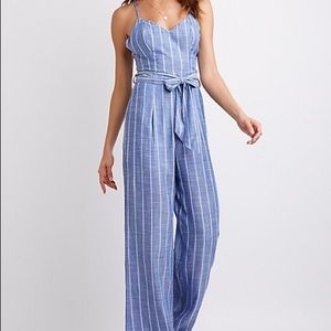 Charlotte Russe Strappy Striped Jumpsuit